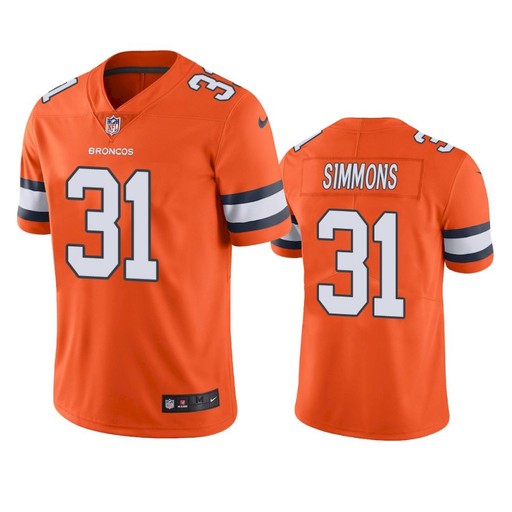 Men's Denver Broncos #31 Justin Simmons Orange Color Rush Limited Stitched Jersey